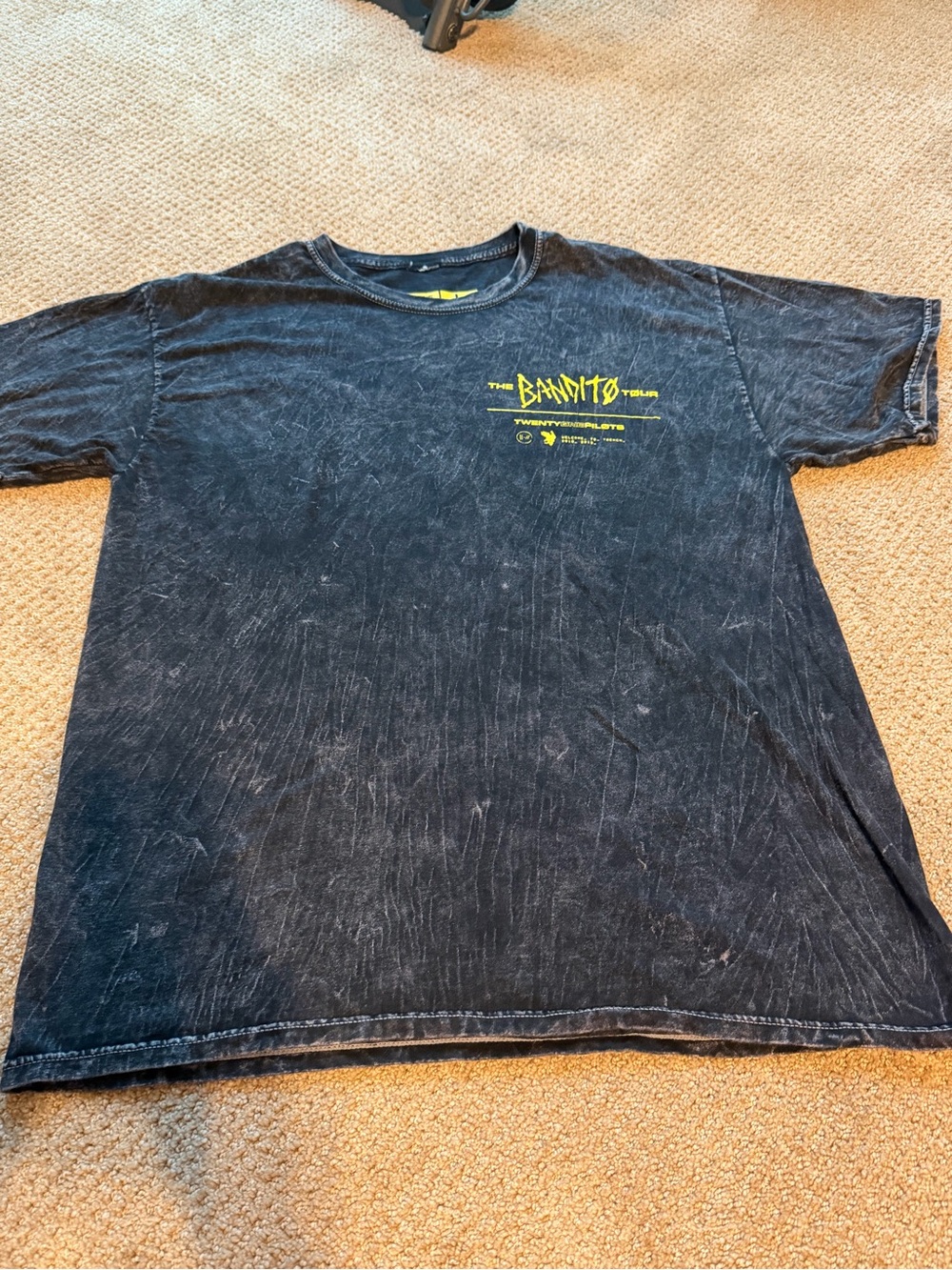 Graphic Band Tee - Black with Neon Yellow Logo